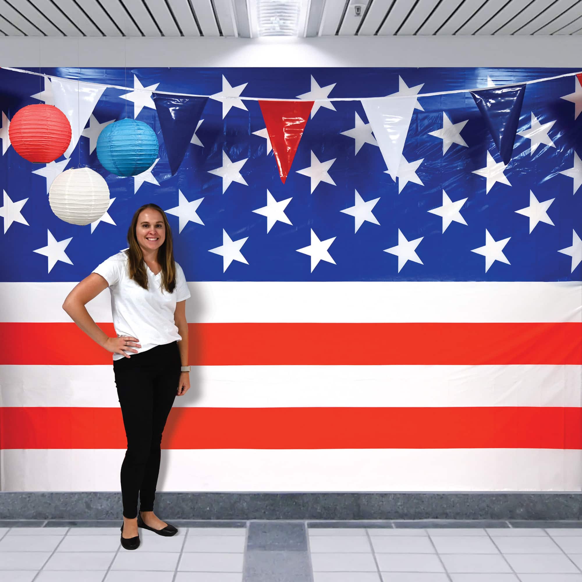 Beistle 4ft. x 30ft. Blue & White Patriotic Stars Backdrop